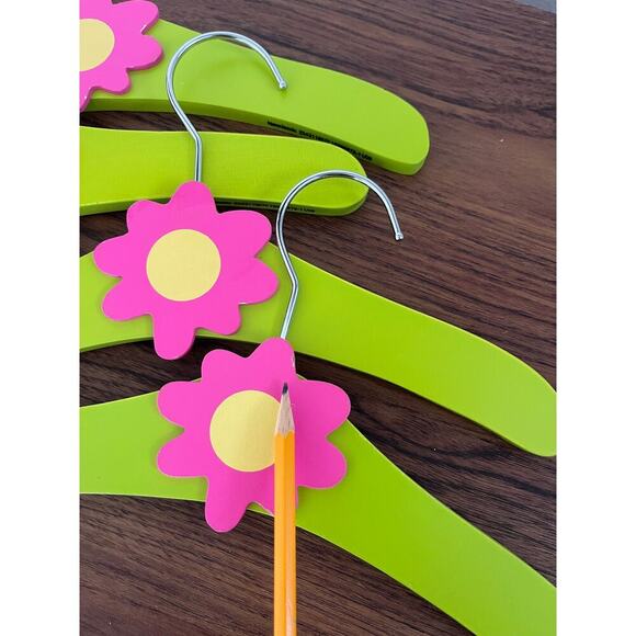 Set of 4 VTG Flower Power Kid Hangers Pink Green Girly Girl Y2K Princess Bedroom - Picture 5 of 6